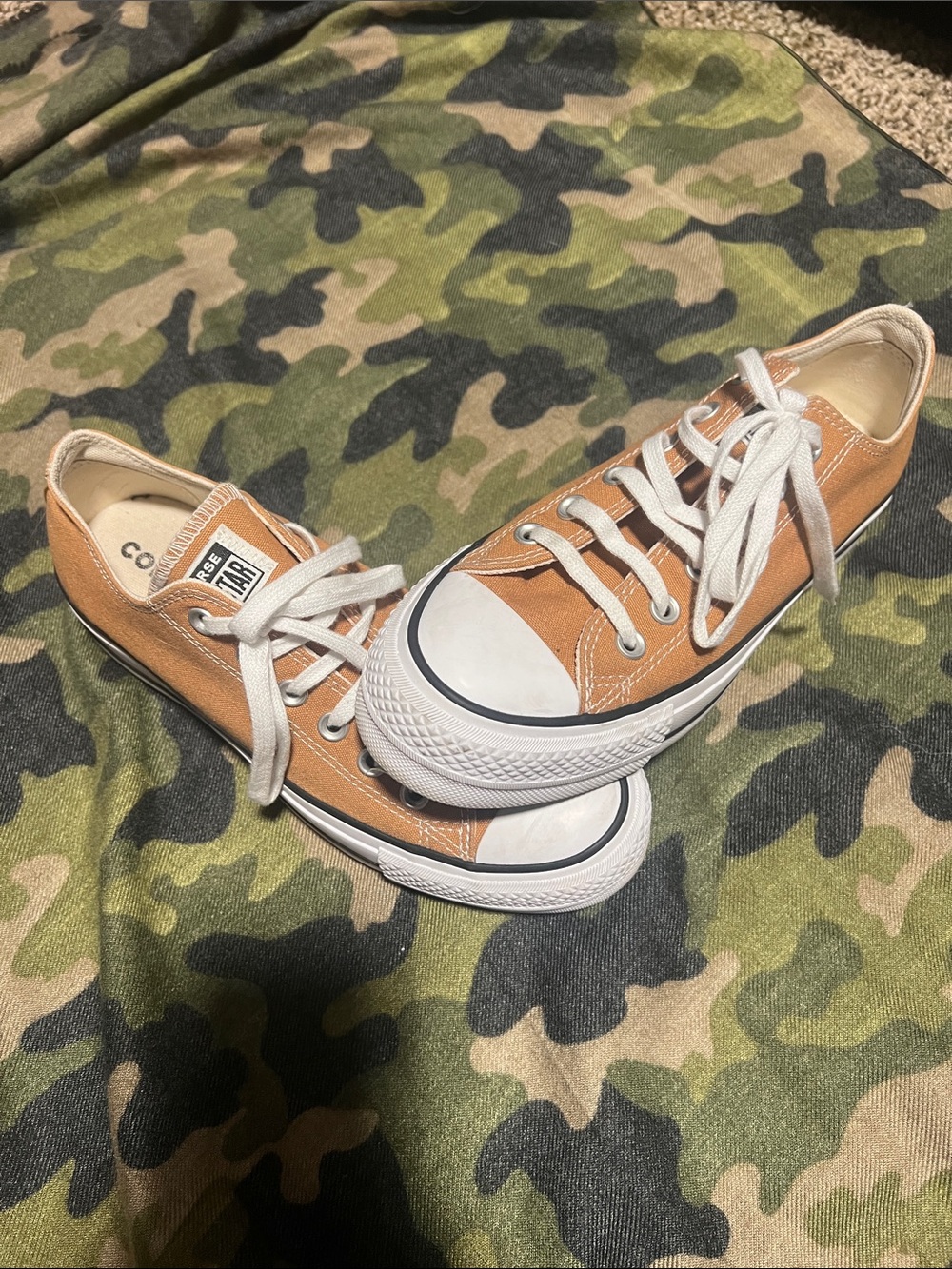 Converse Low Top Sneakers in Tan Canvas with White Accents